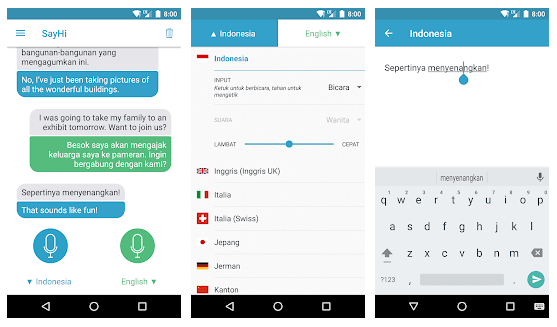 SayHi adalah alternatif Google Translate untuk menerjemahkan audio dan percakapan